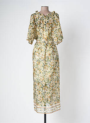 Robe longue manches courtes manches courtes vert BELLE PIÈCE femme