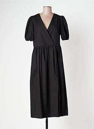 Robe mi-longue manches courtes manches courtes noir BELLE PIÈCE femme