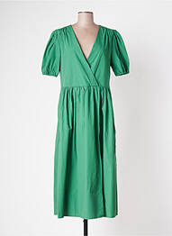 Robe mi-longue manches courtes manches courtes vert BELLE PIÈCE femme
