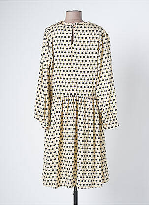 Robe mi-longue imprimé fantaisie manches longues beige BELLE PIÈCE femme