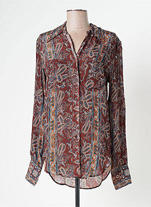 Chemisier poches poitrine manches longues marron LAURENCE BRAS femme