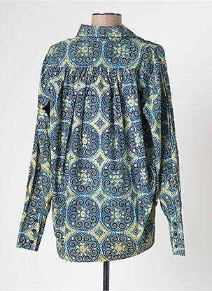 Blouse tissage popeline manches longues bleu LAURENCE BRAS femme