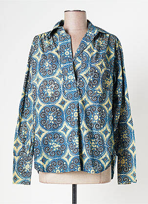 Blouse tissage popeline manches longues bleu LAURENCE BRAS femme