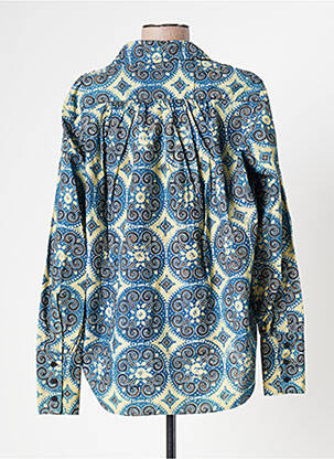 Blouse tissage popeline manches longues bleu LAURENCE BRAS femme