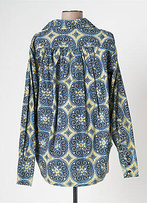 Blouse tissage popeline manches longues bleu LAURENCE BRAS femme
