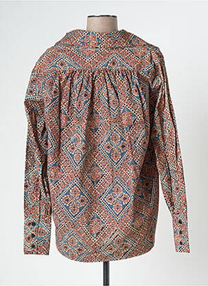 Blouse tissage popeline manches longues marron LAURENCE BRAS femme