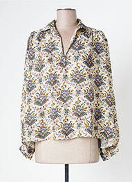 Blouse imprimé fleurs manches longues beige BELLE PIÈCE femme
