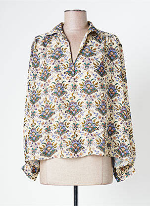 Blouse imprimé fleurs manches longues beige BELLE PIÈCE femme
