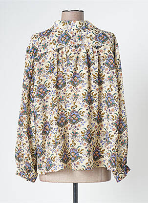 Blouse imprimé fleurs manches longues beige BELLE PIÈCE femme
