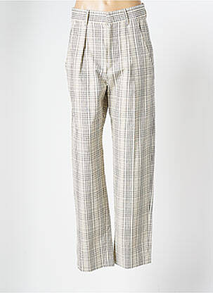 Pantalon droit taille à pinces taille haute beige ISABEL MARANT femme