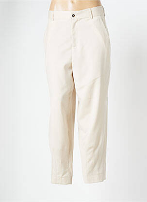 Pantalon droit taille à pinces taille haute beige MARGAUX LONNBERG femme