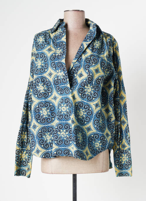 Blouse imprimé fantaisie manches longues bleu LAURENCE BRAS femme