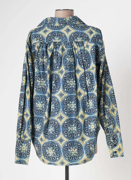 Blouse imprimé fantaisie manches longues bleu LAURENCE BRAS femme