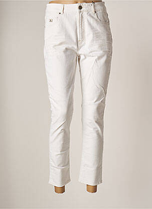 Jeans coupe slim broderie rivets taille haute blanc RED LEGEND femme