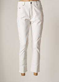 Jeans coupe slim broderie rivets taille haute blanc RED LEGEND femme