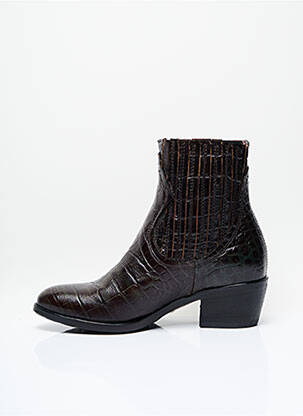Bottines/boots tissage satiné talon de 4 à 6cm vert METAMORF'OSE femme