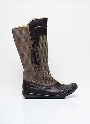 Bottes tissage satiné bout rond marron ASTER fille