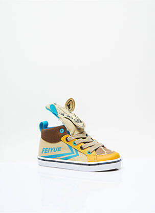 Baskets fermeture lacets talon compensé beige FEIYUE garçon