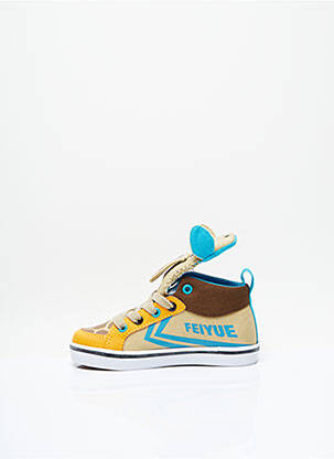 Baskets fermeture lacets talon compensé beige FEIYUE garçon