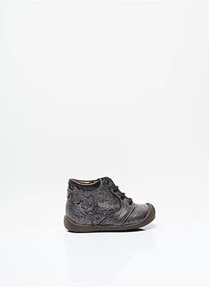 Bottillons tissage satiné bout rond marron LITTLE MARY fille