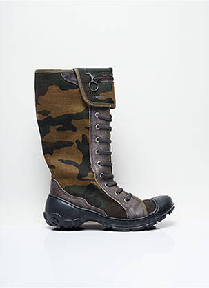 Bottes fermeture zip et lacets talon bas vert IKKS fille