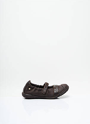 Ballerines tissage satiné bout rond marron MOD8 fille