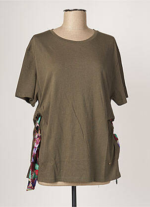 Top tissage jersey manches courtes vert PLEASE femme