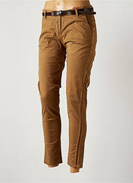 Pantalon slim tissage popeline taille normale marron JOHANNA PARIS femme