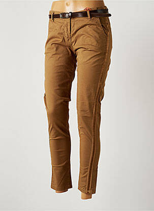 Pantalon slim tissage popeline taille normale marron JOHANNA PARIS femme