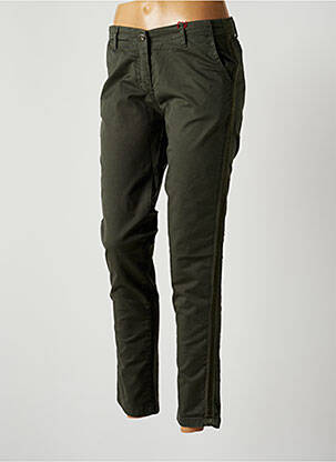 Pantalon slim tissage popeline taille normale vert JOHANNA PARIS femme