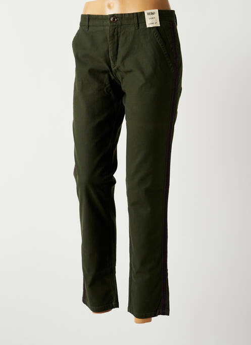 Pantalon chino tissage popeline taille normale vert REIKO femme