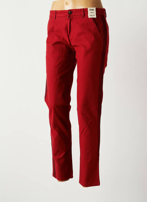 Pantalon chino tissage popeline taille normale rouge REIKO femme