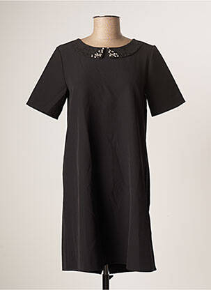 Robe courte fermeture zippée au dos manches courtes noir TEDDY SMITH femme