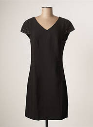 Robe mi-longue tissage crêpe manches courtes noir SCHOOL RAG femme