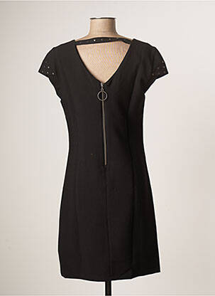Robe mi-longue tissage crêpe manches courtes noir SCHOOL RAG femme