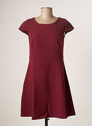 Robe courte fermeture zippée au dos manches courtes rouge DEUX TWO femme