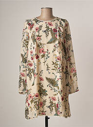 Robe courte coupe fluide manches longues beige GRACE & MILA femme