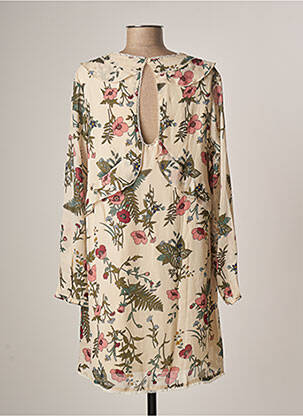 Robe courte coupe fluide manches longues beige GRACE & MILA femme