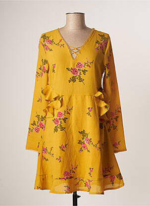 Robe courte manches longues manches longues jaune GRACE & MILA femme