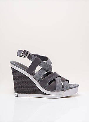 Espadrilles tissage toile talon haut de 10cm et plus gris CALVIN KLEIN femme