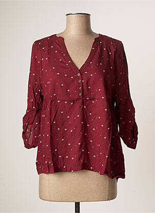 Blouse tissage popeline manches 3/4 rouge KAPORAL femme