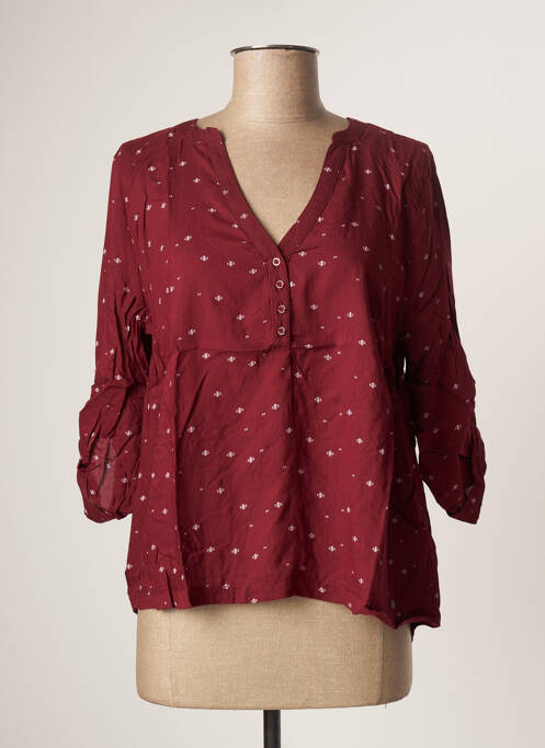 Blouse tissage popeline manches 3/4 rouge KAPORAL femme