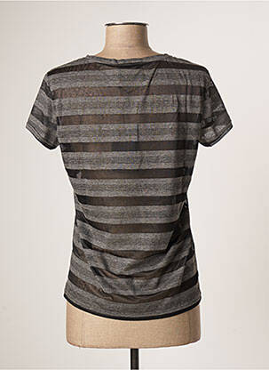 T-shirt col v manches courtes gris SCHOOL RAG femme