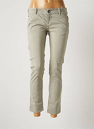 Pantalon 7/8 tissage popeline taille basse gris DONOVAN femme