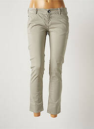 Pantalon 7/8 tissage popeline taille basse gris DONOVAN femme