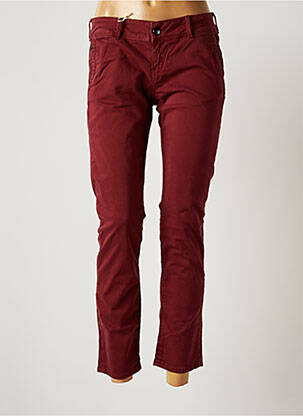 Pantalon 7/8 tissage popeline taille basse rouge DONOVAN femme