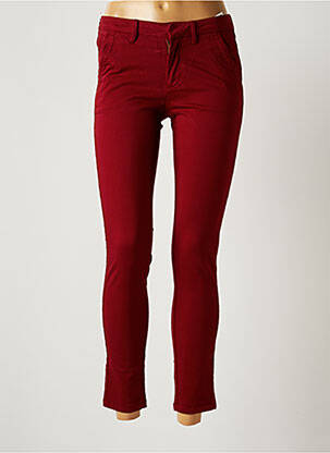 Pantalon 7/8 stretch taille basse rouge REIKO femme