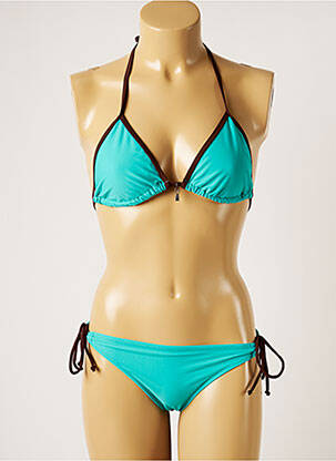 Maillot de bain 2 pièces stretch haut triangles bleu LITTLE MARCEL femme