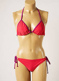 Maillot de bain 2 pièces stretch haut triangles rouge LITTLE MARCEL femme