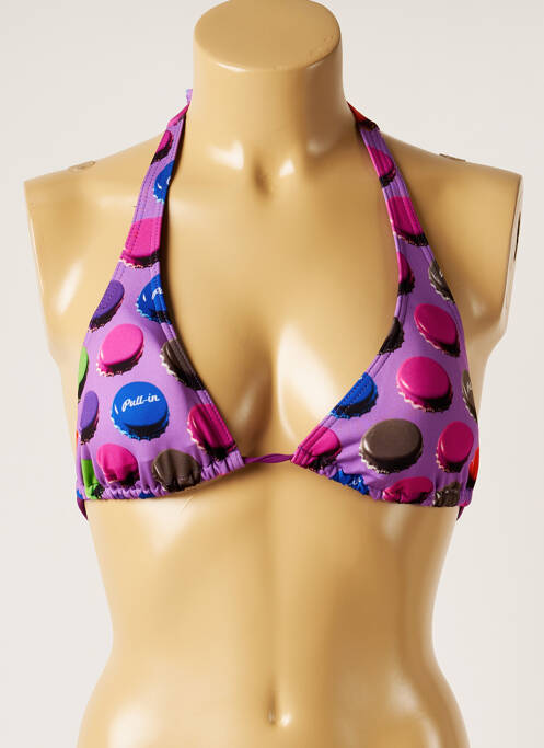 Haut de maillot de bain stretch haut soutien-gorge avec mousse de rembourrage amovible violet PULL IN femme